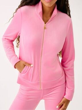 Brand New Lully Pulitzer Regate Velour Jacket Confetti Pink